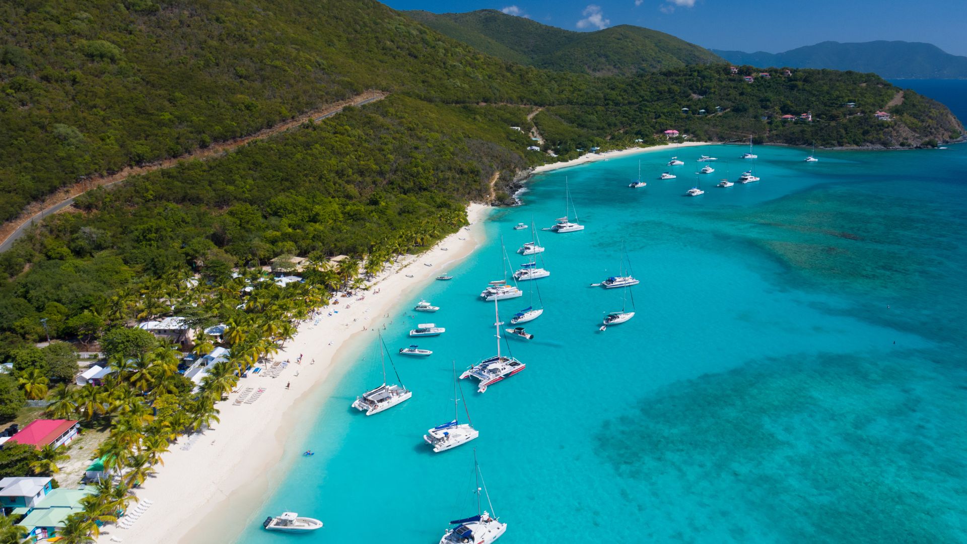 Beautiful white sand beach at White Bay, Jost Van Dyke, the British Virgin Islands